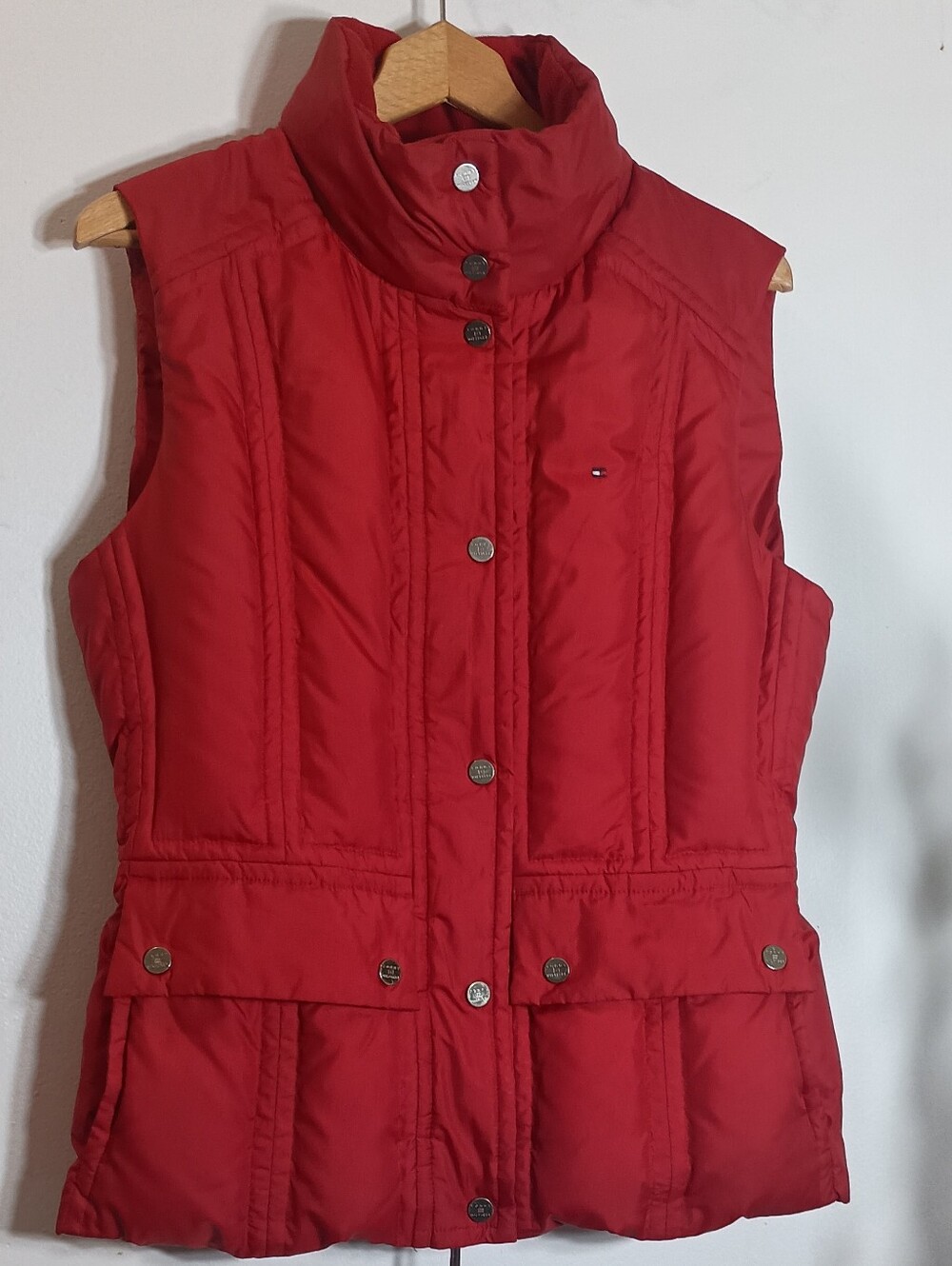 Tommy Hilfiger Red Quilted Sleeveless Puffer Vest